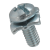 BN 20218 - Pozi pan head screws «Freedriv» with slot and captive square flex washer, fully threaded, steel 5.8, zinc plated blue
